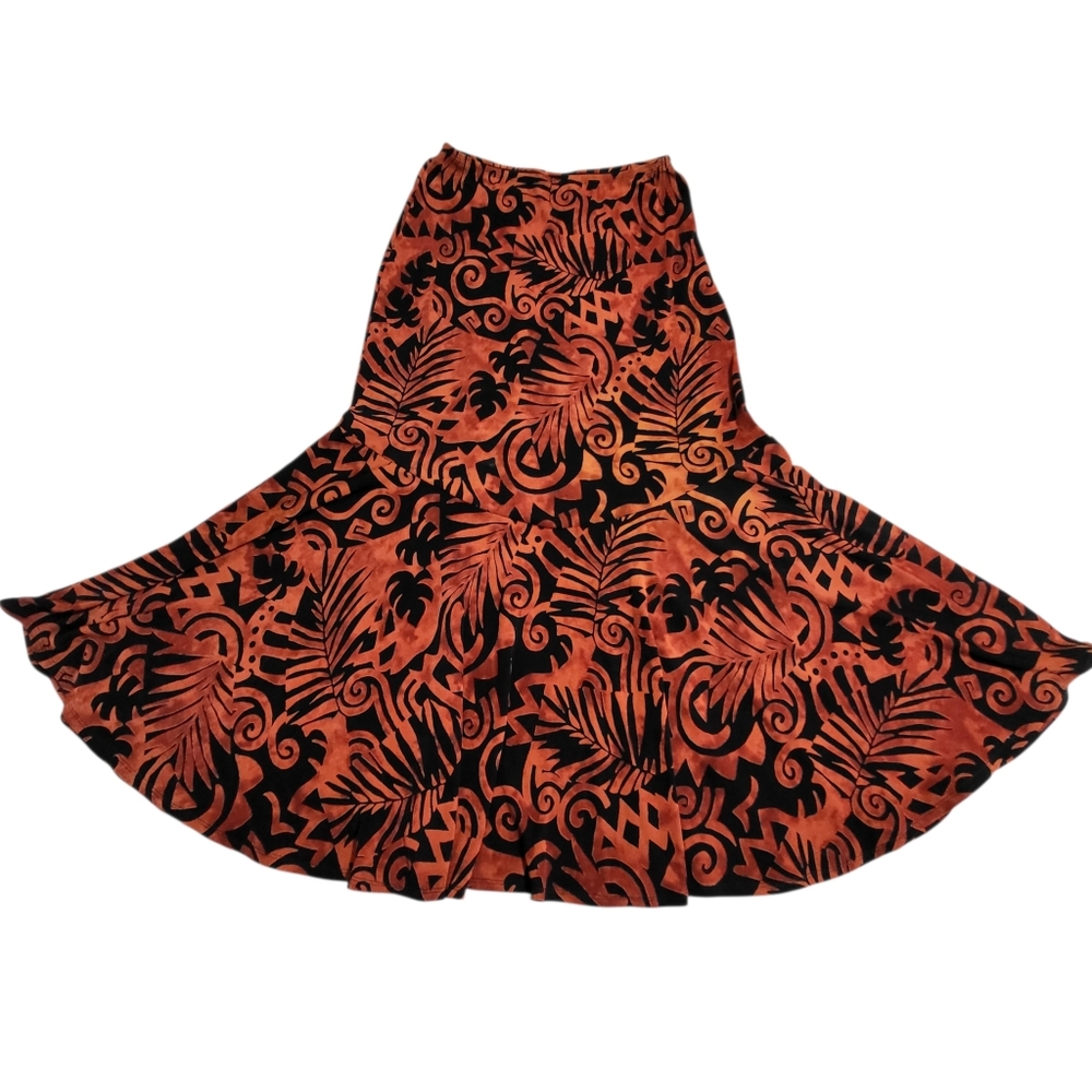 Coldwater Creek No Iron Midi Skirt Sz S Black Rust Flounce Hem Fairy Grunge Y2K - Picture 5 of 10